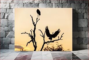Πίνακας, Birds on a Tree at Sunset Πουλιά σε ένα δέντρο στο ηλιοβασίλεμα