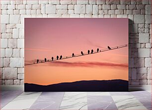 Πίνακας, Birds on a Wire at Sunset Πουλιά σε ένα σύρμα στο ηλιοβασίλεμα