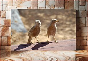 Πίνακας, Birds on a Wooden Surface Πουλιά σε ξύλινη επιφάνεια