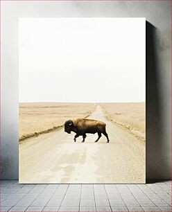 Πίνακας, Bison Crossing a Dusty Road Βίσωνας που διασχίζει έναν σκονισμένο δρόμο