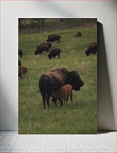 Πίνακας, Bison Herd in Meadow Κοπάδι Bison στο Λιβάδι