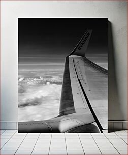 Πίνακας, Black and White Airplane Wing Ασπρόμαυρη πτέρυγα αεροπλάνου