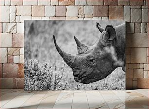 Πίνακας, Black and White Rhino Ασπρόμαυρος Ρινόκερος