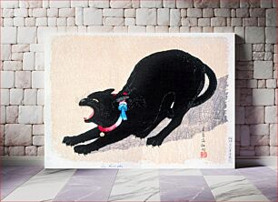 Πίνακας, Black Cat Hissing 20th century by Hiroaki Takahashi