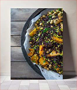 Πίνακας, Black Rice and Chickpea Salad with Roasted Butternut Squash Μαύρο ρύζι και ρεβίθια σαλάτα με ψητή κολοκύθα