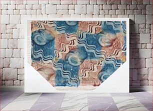 Πίνακας, Blue and pink paste paper with circle and wavy line pattern by Anonymous