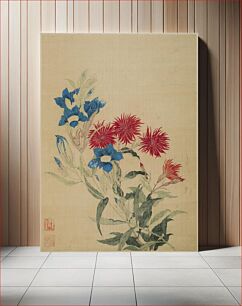 Πίνακας, Blue Gentiana and Red Lychnis by Ma Yuanyu