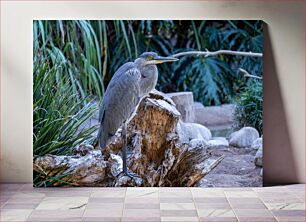 Πίνακας, Blue Heron on Stump Μπλε ερωδιός στο κούτσουρο