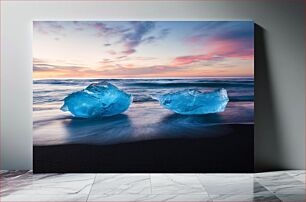 Πίνακας, Blue Icebergs at Sunset Μπλε παγόβουνα στο ηλιοβασίλεμα