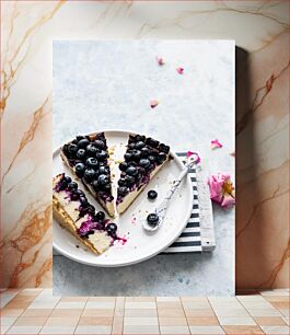 Πίνακας, Blueberry Cheesecake Slices Φέτες Cheesecake βατόμουρου