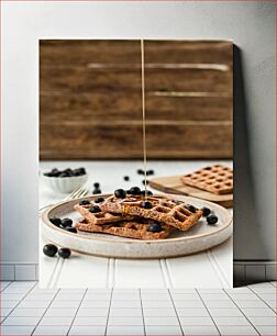 Πίνακας, Blueberry Waffles with Honey Βάφλες βατόμουρου με μέλι