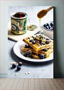 Πίνακας, Blueberry Waffles with Syrup Βάφλες βατόμουρου με σιρόπι