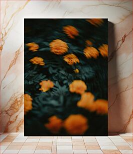 Πίνακας, Blurred Marigold Flowers Θολά άνθη κατιφέ