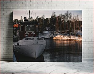 Πίνακας, Boat by a Frozen River Βάρκα δίπλα σε παγωμένο ποτάμι