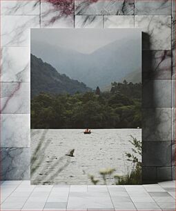 Πίνακας, Boat on a Misty Lake Βάρκα σε μια ομιχλώδη λίμνη