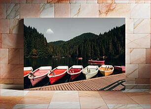 Πίνακας, Boats at Mountain Lake Βάρκες στη λίμνη Mountain