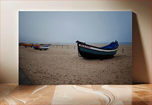 Πίνακας, Boats on a Foggy Beach Βάρκες σε μια ομιχλώδη παραλία