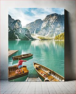 Πίνακας, Boats on a Scenic Lake Βάρκες σε μια γραφική λίμνη