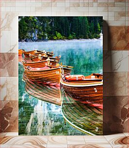 Πίνακας, Boats on Calm Lake Βάρκες στην ήρεμη λίμνη