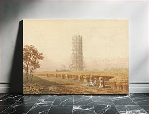 Πίνακας, Bonaparte's Column in Scafolding at Boulogne, France, with Harvesters in a Field