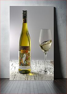Πίνακας, Bottle of Chardonnay with Glass Μπουκάλι Chardonnay με Γυαλί