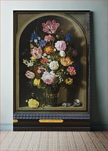 Πίνακας, Bouquet of Flowers in a Stone Niche by Ambrosius Bosschaerts D Æ