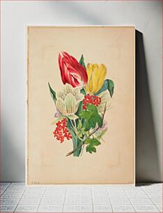 Πίνακας, Bouquet of Tulips, from Flora's Dictionary (1838) by Elizabeth Wirt
