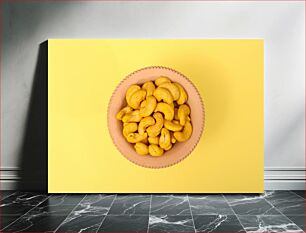 Πίνακας, Bowl of Cashew Nuts on Yellow Background Μπολ με καρύδια ανακαρδιοειδών σε κίτρινο φόντο