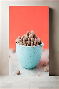 Πίνακας, Bowl of Nuts against Orange Background Μπολ με ξηρούς καρπούς σε πορτοκαλί φόντο