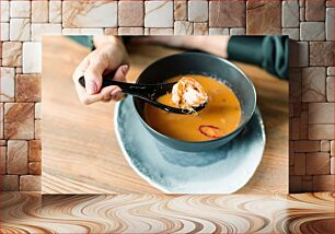 Πίνακας, Bowl of Soup with Shrimp Μπολ σούπας με γαρίδες