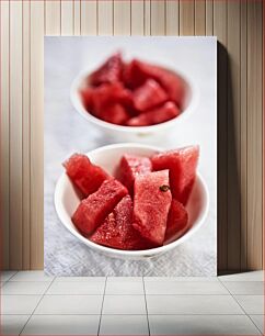 Πίνακας, Bowl of Watermelon Cubes Μπολ με κύβους καρπούζι