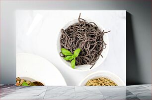 Πίνακας, Bowls of Noodles with Fresh Basil Μπολ με νουντλς με φρέσκο ​​βασιλικό