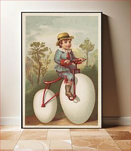 Πίνακας, Boy riding a bicycle with eggs as a wheel