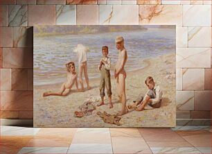 Πίνακας, Boys Bathing (1894) by Alexander Grinager