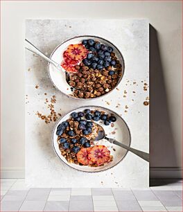 Πίνακας, Breakfast Bowl with Blueberries and Blood Orange Μπολ πρωινού με βατόμουρα και αιματηρό πορτοκάλι