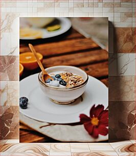 Πίνακας, Breakfast Bowl with Blueberries and Granola Μπολ πρωινού με βατόμουρα και γκρανόλα