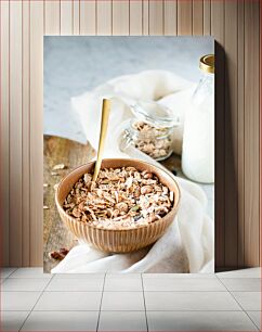 Πίνακας, Breakfast Granola on Wooden Table Πρωινό Granola σε ξύλινο τραπέζι