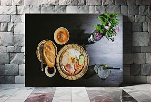 Πίνακας, Breakfast on a Dark Table Πρωινό σε ένα σκοτεινό τραπέζι