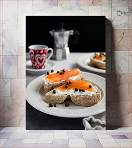 Πίνακας, Breakfast with Bagels and Coffee Πρωινό με κουλούρια και καφέ