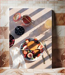 Πίνακας, Breakfast with Pancakes and Fresh Fruit Πρωινό με τηγανίτες και φρέσκα φρούτα