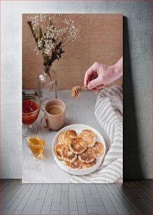 Πίνακας, Breakfast with Pancakes and Honey Πρωινό με τηγανίτες και μέλι