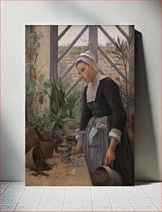 Πίνακας, Bretagne-pige ordner planter i et drivhus