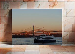 Πίνακας, Bridge and Ferry at Sunset Γέφυρα και πορθμείο στο ηλιοβασίλεμα