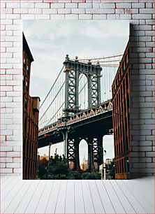 Πίνακας, Brooklyn Bridge under Cloudy Sky Γέφυρα του Μπρούκλιν κάτω από το συννεφιασμένο ουρανό