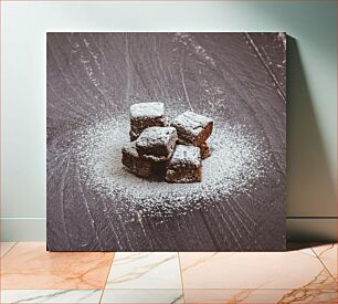 Πίνακας, Brownies with Powdered Sugar Μπράουνις με ζάχαρη άχνη