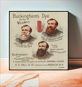 Πίνακας, Buckingham's dye for the whiskers. Before using any dye my beard was gray. After using several inferior dyes behold the result. Finally I tried Buckingham's and now use no other