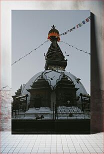 Πίνακας, Buddhist Stupa with Prayer Flags Βουδιστική Στούπα με σημαίες προσευχής