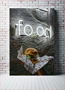 Πίνακας, Burger and Neon Food Sign Burger and Neon Food Sign