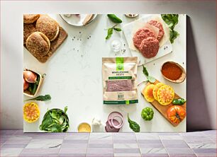 Πίνακας, Burger Ingredients Preparation Προετοιμασία με συστατικά μπιφτέκι