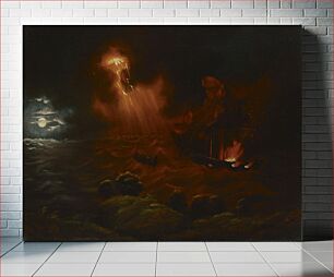 Πίνακας, Burning steamboat, Marcus Larson
